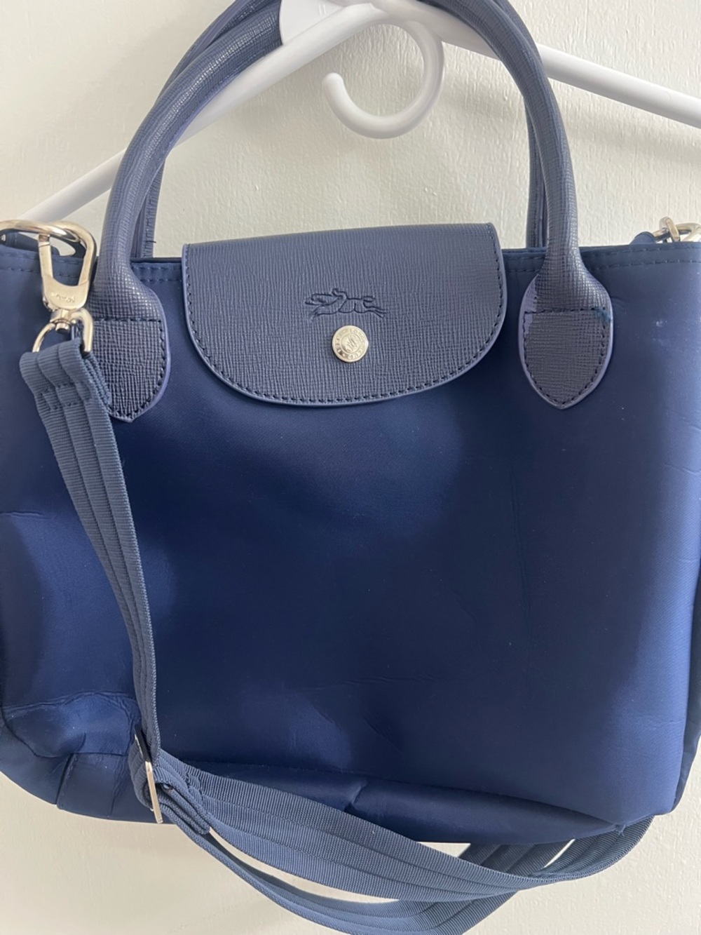 Longchamp Navy Foldable Tote with Removable Strap